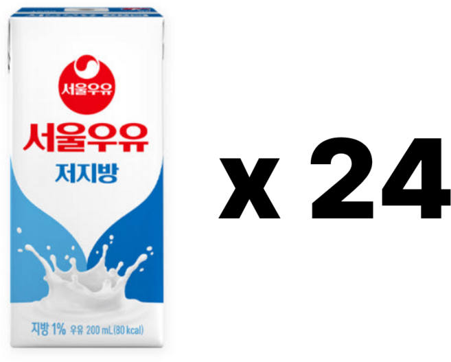 서울우유 저지방 멸균 우유, 200ml, 24개