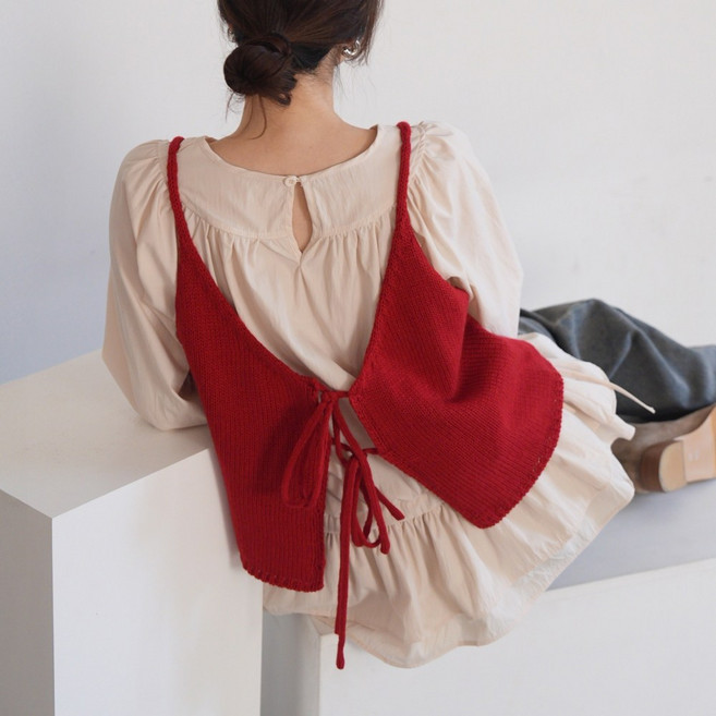 하늘바라기 여성용 로든 리본 투웨이 뷔스티에 니트