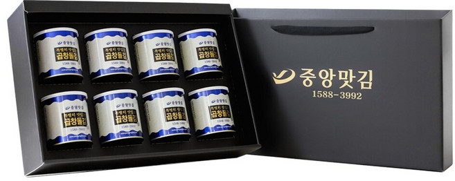 중앙맛김 보령 대천김 특별히 맛있는 곱창 돌김 캔김 8캔 선물세트/조미김, 1세트