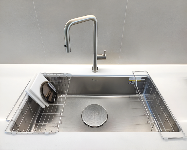 백조씽크 깜뽀르테 860 세트 스텐 사각 씽크대 엠보코팅 저소음 씽크볼, 1개