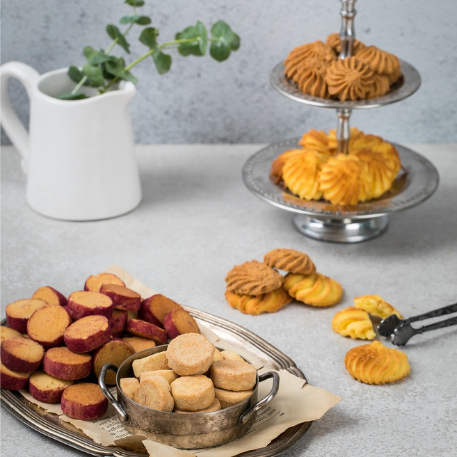 [진천쌀빵 미잠미과] 우리쌀로 구운 쿠키 4종 세트 (옥수수+인절미+자색고구마+커피), 1개