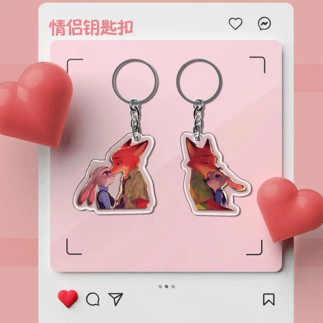 주토피아 2 경찰 결혼 웨딩 정장 닉 주디 커플 아크릴 키링, B