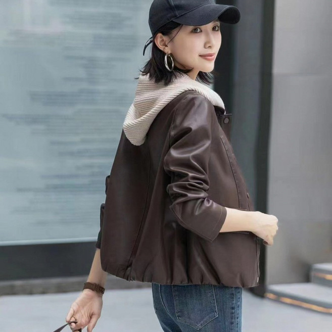 ZENCY 젠시 일라 후드 레더 캐주얼 자켓