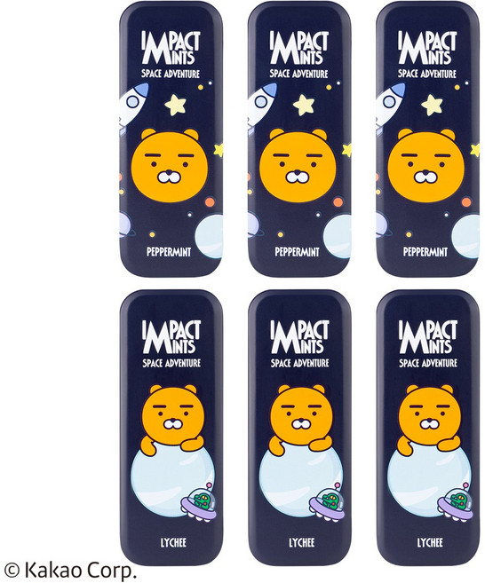 임팩트 민트 카카오프렌즈 캔디 라이언 무설탕 사탕 3+3 베스트 세트, 1세트, 84g
