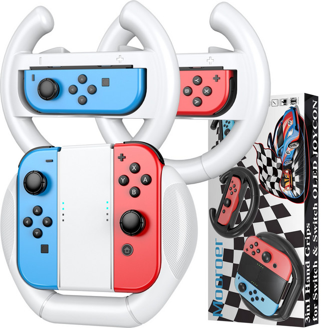 MOOROER 닌텐도 스위치 삼합일 고급형 핸들그립 3종, 1개, 희색, MO