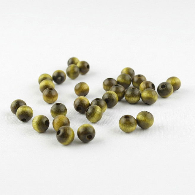 [8mm 구멍 소]국산 나무구슬 DIY 공예 재료 팔찌 키링 만들기 우드 비즈 100개입, 1세트, 나무구슬(구멍)-소8mm 카키(100개)