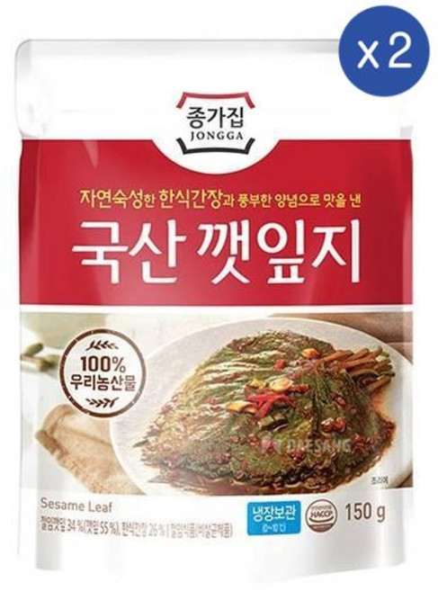 종가 종가집 국산 깻잎지, 2개, 150g