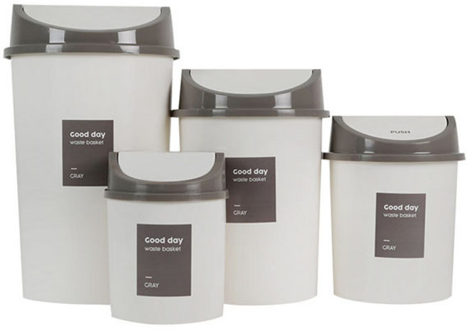 플라코 굿데이 원형 스윙 휴지통 1개 핑크 그레이 민트 4L 5L 10L 20L, 그레이 (소) 5L