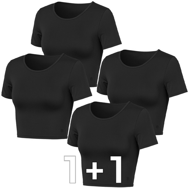 [1+1] 여성 쿨링 크롭티 러닝 반팔티셔츠 2팩