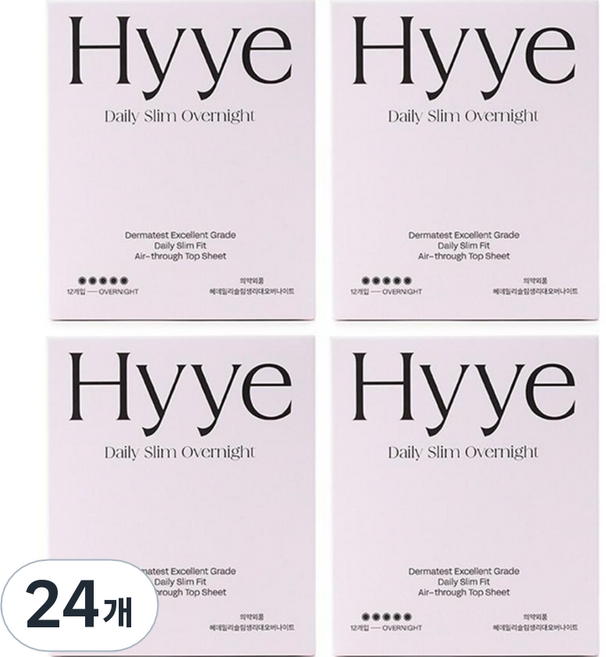 혜 데일리슬림 생리대, 오버나이트, 12개입, 24개