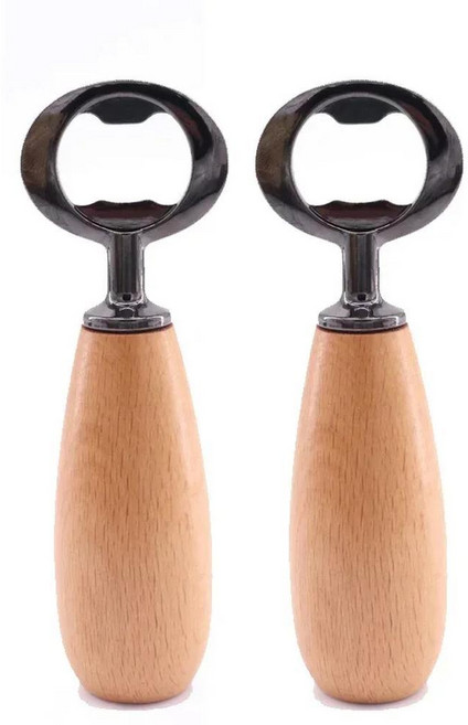금속 나무 손잡이 병따개 바텐더 도구 맥주 캔 병따강아지 가정용바 베스트 셀러, 2. A  2PCS