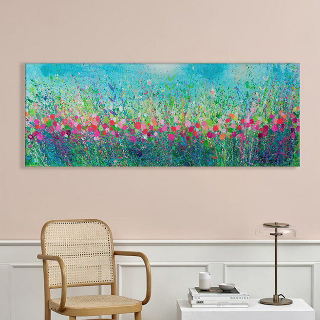 풍경 추상화 와이드 화사한 꽃그림 거실 카페 인테리어 대형 캔버스액자 15종 1-8 집들이 선물 벽장식소품 꽃, 03.썸머핑크무드