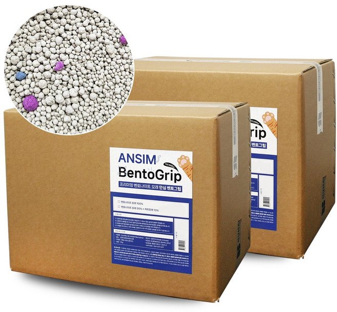 안심벤토그립 2박스 세트 36kg 대용량 다묘가정 벤토나이트 고양이모래 고양이화장실모래 가는입자, 오리지널, 2개, 18kg