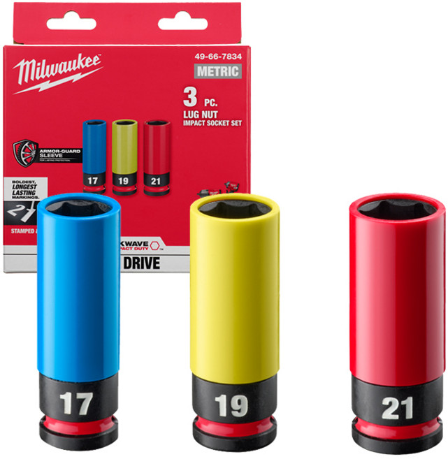 밀워키 1/2인치 롱복스소켓 3pcs 17mm 19mm 21mm 자동차 휠너트 소켓, 1개