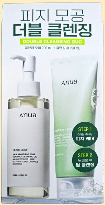 본사출고 I 아누아 피지모공 더블 클렌징 세트 I 쿼세티놀 클렌징폼 + 포어 컨트롤 클렌징 오일 I 기획 클렌징 세트 I 최신제조 +본사출고, 1개, 350ml