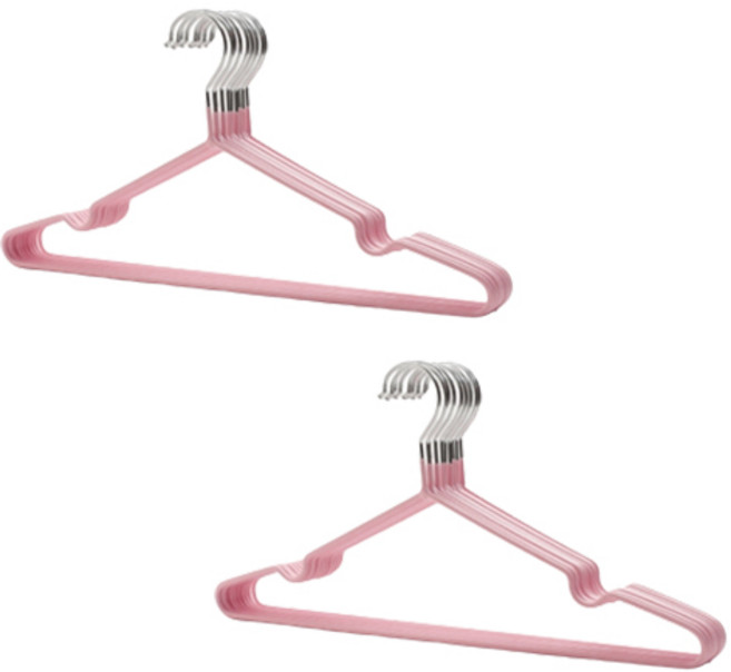 미끄럼방지 티셔츠 니트 논슬립옷걸이 성인용, 파스텔핑크, 20개