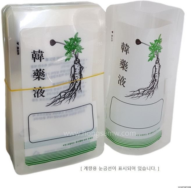 한약 파우치팩 (인삼) 한약파우치 비닐팩 한약봉지 봉투 스텐딩파우치 100장
