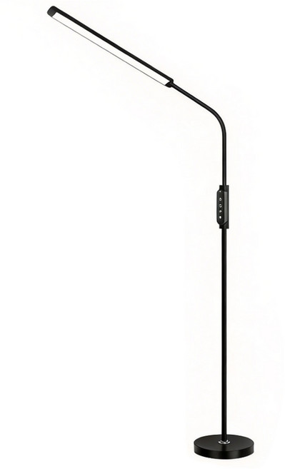 LED 落地燈 觸控調光調色 護眼閱讀燈, Black