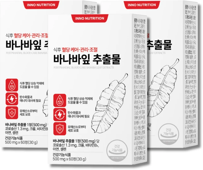 이노뉴트리션 식후 혈당 케어 관리 조절 바나바잎 추출물, 3개, 60정 - 쿠팡