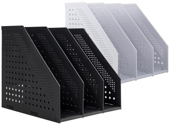 델리 3단 폴딩식 데스크 파일 꽂이, 블랙, 1개