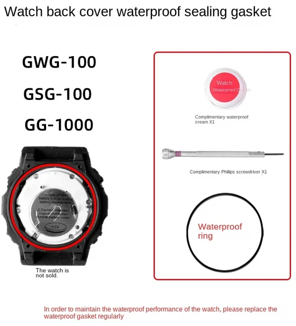 쿠쿠스토어 카시오 G-SHOCK GWG-100 시계 뒷면 커버 개스킷 씰링 리틀 머드 킹 방수 페이스트 부품, 01 BLACK