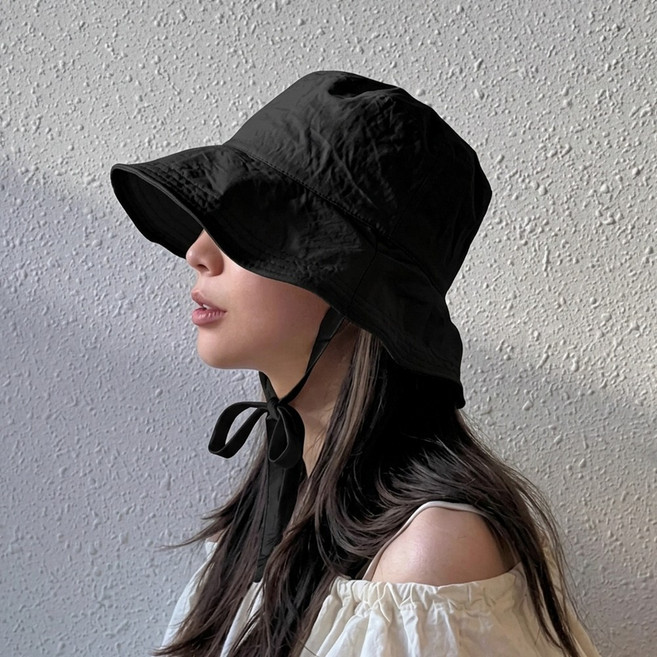 핑크바니 여성 버킷햇 자외선차단 여름 벙거지 턱끈 와이드챙 바스락 모자