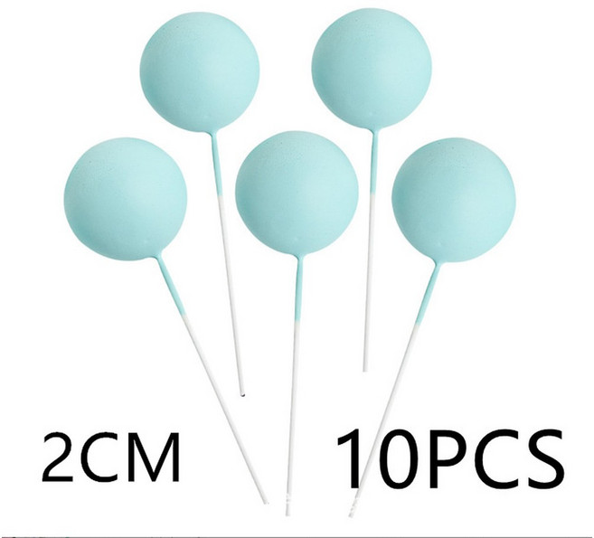 10개 컬러 볼 생일 케이크 토퍼 3CM 무광 크리스마스 파티 선물 웨딩 디저트 장식, blue
