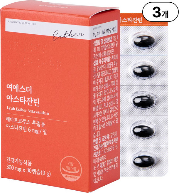 본사직영 여에스더 아스타잔틴 I 눈 피로도 개선 기능성 눈 영양제 I 국민영양 프로젝트, 3개, 30회분