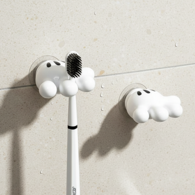 파인바잉 무타공 흡착식 칫솔걸이 2p, 2개, 화이트