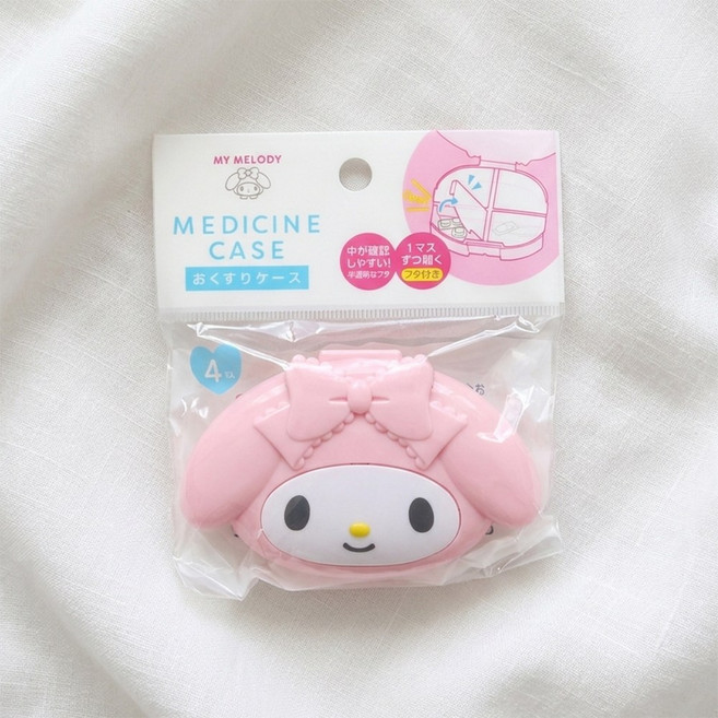 입체 마이멜로디 다용도 4분할 약통, 핑크, 1개