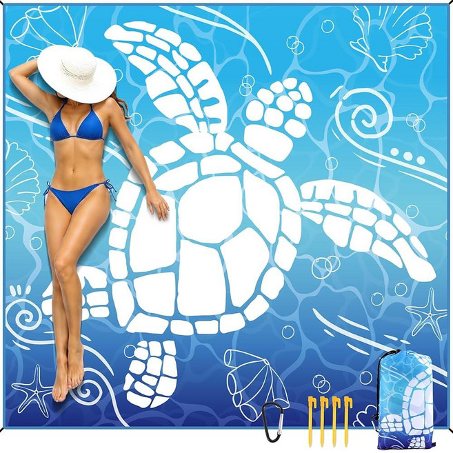 Beach Blanket Waterproof Sandproof 8 X 7 Ft Beach Mat 3–4 Adults Extra Large Outdoor Picnic Mat wi, Beach Blanket Waterproof Sandp