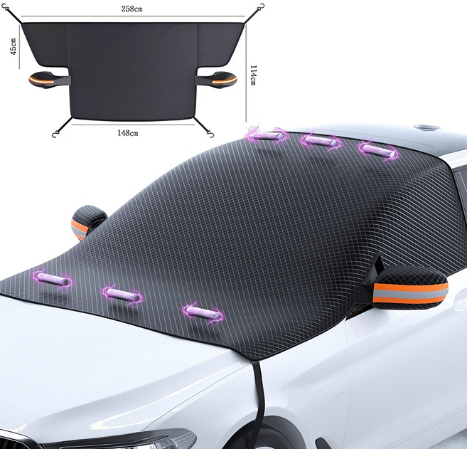 Surkat 프리미엄 자동차 앞유리커버 눈 덮개 차량용 햇빛가리개 성에방지커버, 블랙, 1개