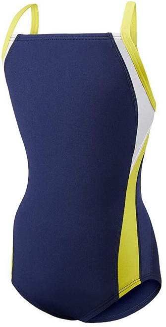 Speedo 여아용 수영복 원피스 Endurance+ 크로스 백 단색 청소년 팀 색상 461371, 8, 네이비/골드