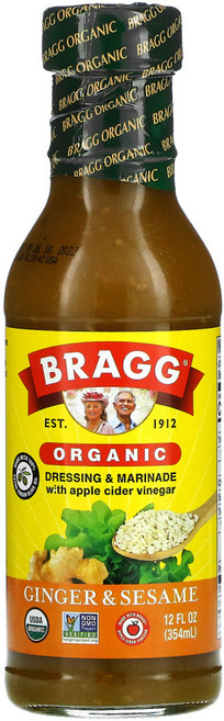 Bragg 애플 사이다 식초 생강 참깨를 곁들인 유기농 드레싱 & 마리네이드 (354 ml), 1개, 354ml