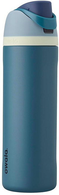 OWALA FREESIP 스포츠 포함 스틸 학교용 여행 BPA 빨대 단열 스테인리스 물병, 40 온스, 데님