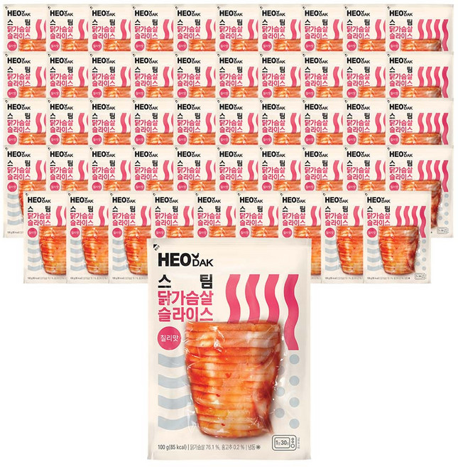 허닭 스팀 닭가슴살 슬라이스 100g 칠리맛, 50개