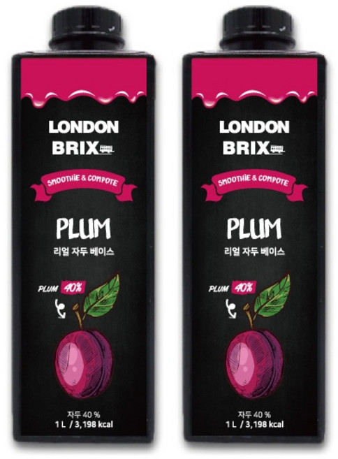 런던브릭스 블랙라벨 리얼 자두 베이스 농축액, 1L, 2개