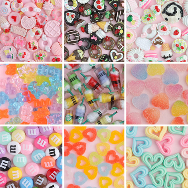 데코 파츠 99종 데코덴 폰케이스 꾸미기 재료 탑꾸 만들기, 28. 반짝 스윗 캔디 (랜덤 8개), 1개