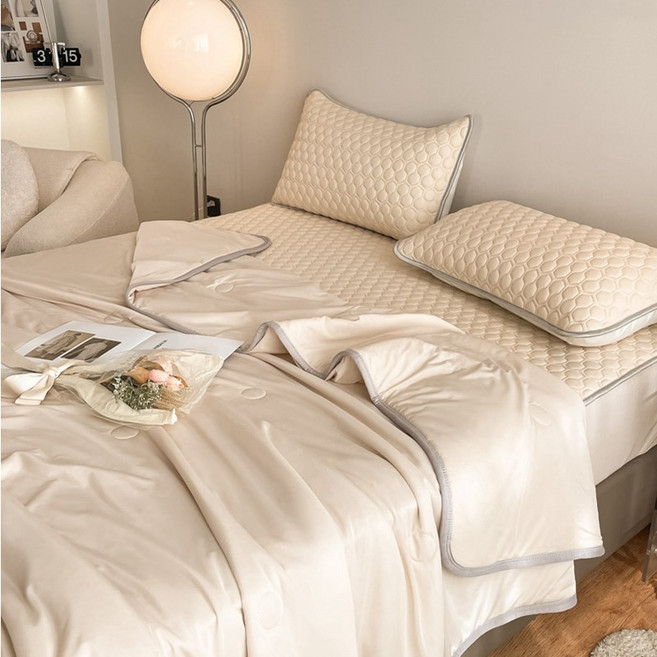 클라우드벨 쿨감 실크 순색 라텍스 에어컨 이불 세트 에어컨 이불/침대 커버/베개커버세트