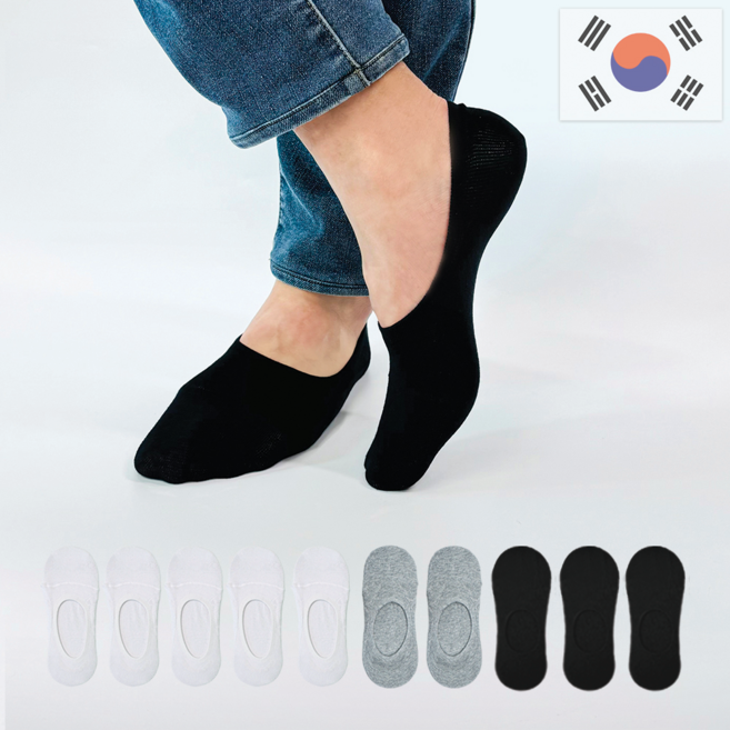 비바슈슈 남성용 쫀쫀하고 벗겨지지않는 면페이크삭스 실속형 10켤레