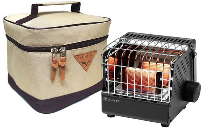 코베아 큐빅블랙히터+전용가방세트 미니 가스 히터 감성 난로 캠핑 낚시 차박 휴대용