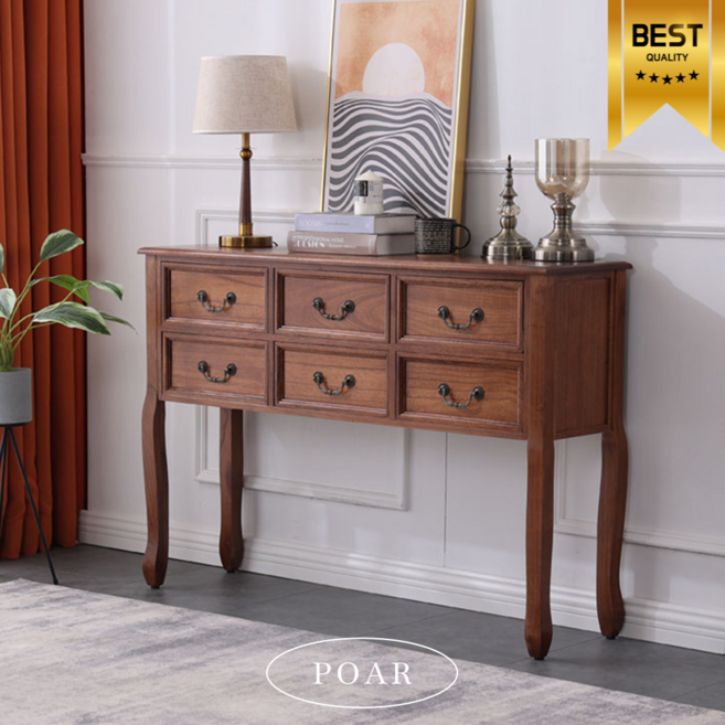 포아르 원목 엔틱 서랍장 고급 틈새 미니 복도 안방 드레스룸 화장대 오동나무 빈티지 콘솔 장식장 우드 고가구 800 1000 1200, 라이트월넛