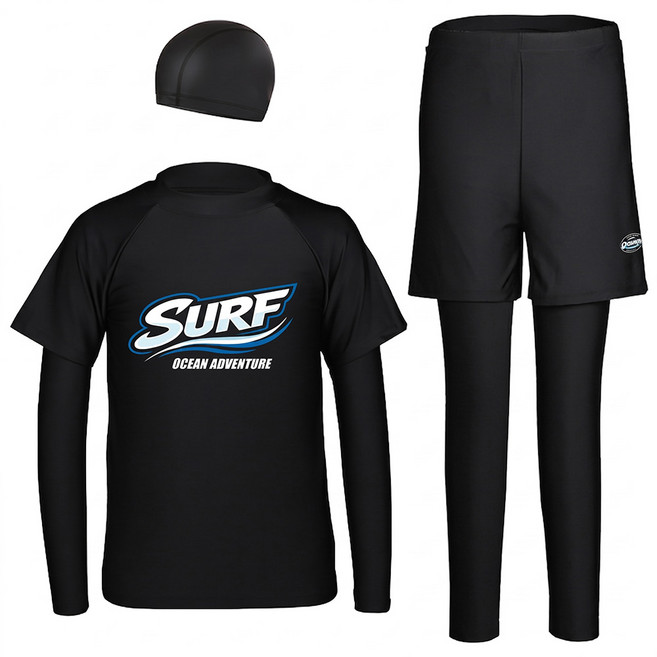오르웨인 남아 surf 생존수영 주니어 래쉬가드 3종 세트