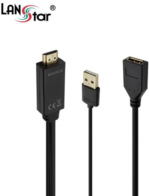(LANStar) HDMI 1.1 to DisplayPort 1.2 M/F 변환케이블 LS-HD2DPF-0.3M (0.3m), 1개