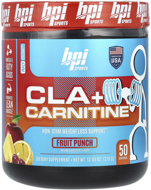 BPI 스포츠 CLA 플러스 카르니틴 과일 펀치 350g(12.34oz), 2개, 369g