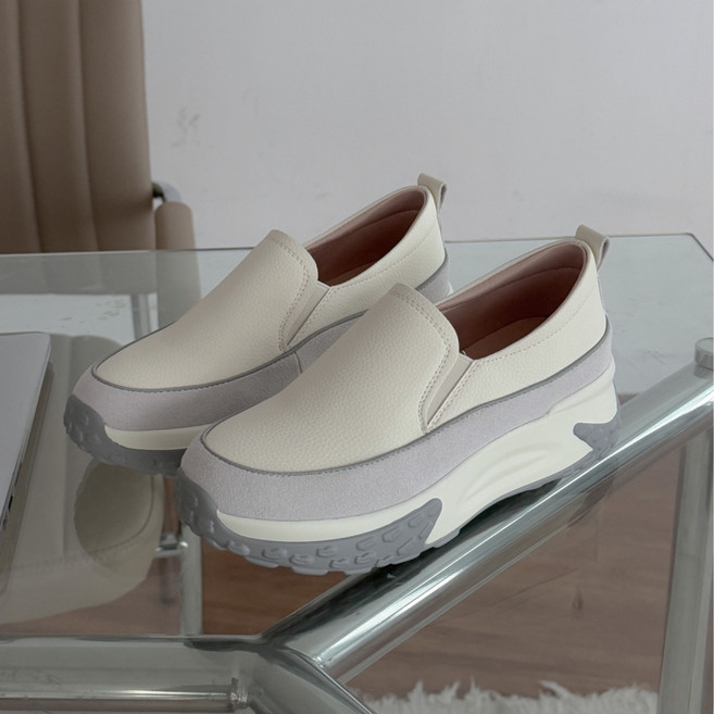 소울리 여성 가죽 키높이 슬립온 운동화 5CM