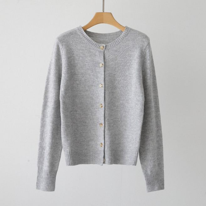 제니트 여성 보송 폭닥 라운드넥 긴팔 니트 가디건 베이직