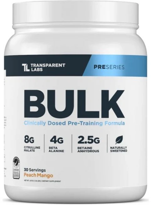 트랜스페어런트 랩스 벌크 프리 워크아웃 파우더 자연스럽게 단맛 낸 포뮬러 과 힘 용 30인분 복숭아 망고, Peach Mango, 1개 - 쿠팡