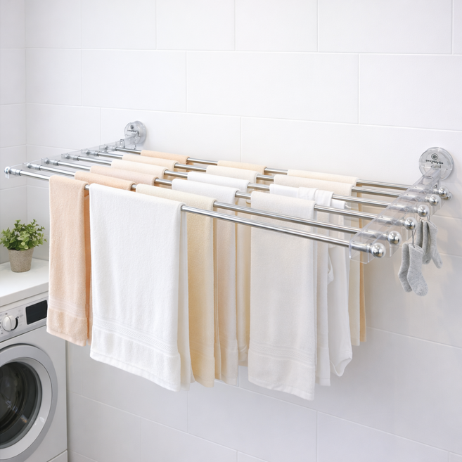 허니앤코 강력흡착식 무타공 벽부착 빨래건조대