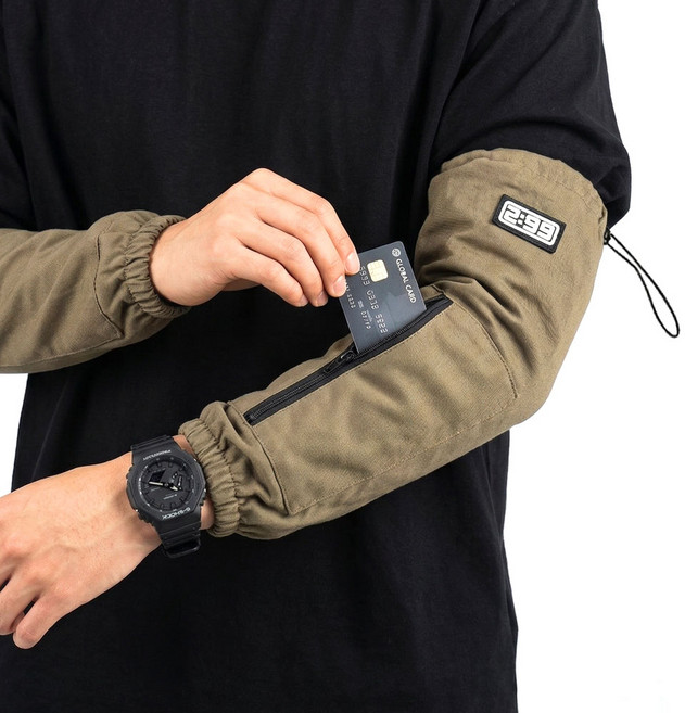 이구구 작업용 방수 팔토시 미술 사무용 토시 포켓 남여공용, 1세트, 카키브라운